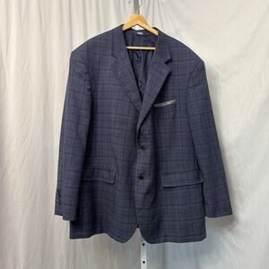 Oak Hill Blazer Mens 2XLT 50L 52L Blue Plaid Two Button